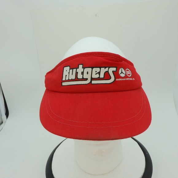 Rutgers Markham Motors Other - Rutgers Markam Motors Red Visor Hat Adjustable Strap Mens Vintage